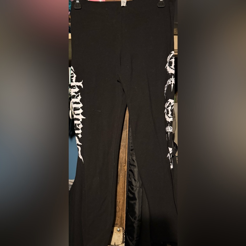 Black Leggings with White Graphic Design